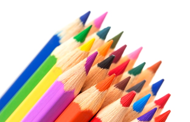 Groupe de crayons multicolores, gros plan