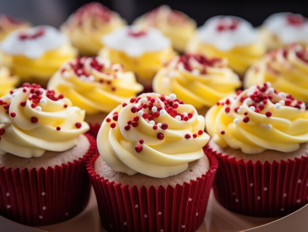 Un groupe de cupcakes avec glaçage et pépites