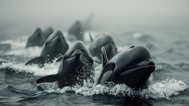 Un groupe de dauphins nageant dans l'océan