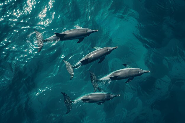 Un groupe de dauphins nageant dans l'océan