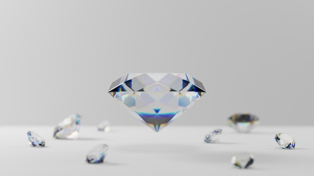 groupe de diamants isolé sur fond blanc, gemme de cristal de luxe, rendu 3d
