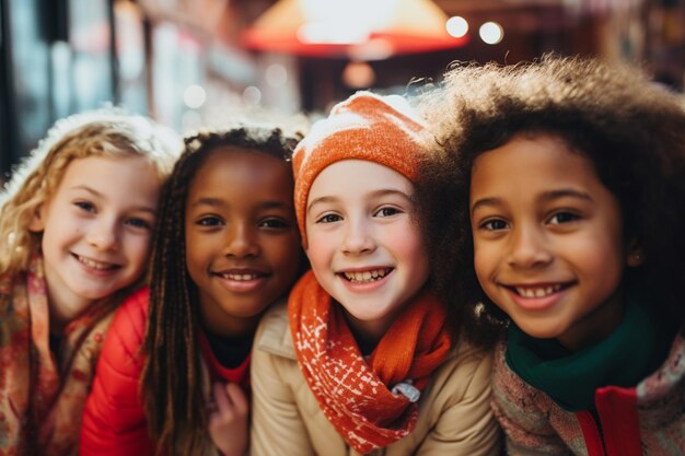 Photo un groupe de différentes nationalités jeunes filles concept de diversité style bokeh arrière-plan