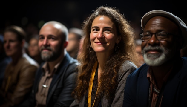 Un groupe diversifié d'adultes souriants à l'extérieur générés par l'intelligence artificielle