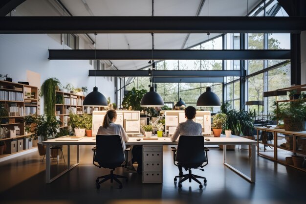 Groupe diversifié d'employés dans la collaboration en équipe ou la communication en conférence sur le lieu de travail IA générative