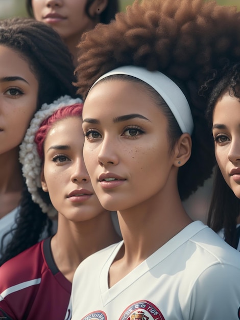 Photo un groupe diversifié de fans de football féminines de différents âges et origines