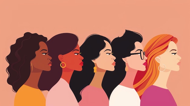 Groupe diversifié de femmes Illustration IA générative