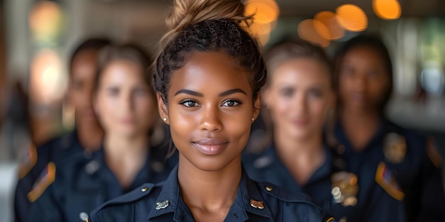 Photo un groupe diversifié de femmes policières dans un environnement professionnel démontrant confiance et amitié concept femmes policières diversité inclusion professionnalisme confidence