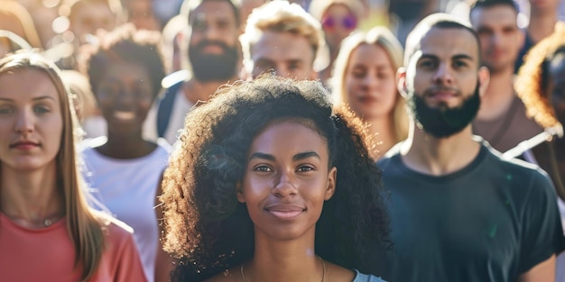 Photo un groupe diversifié d'individus déterminés se tiennent ensemble