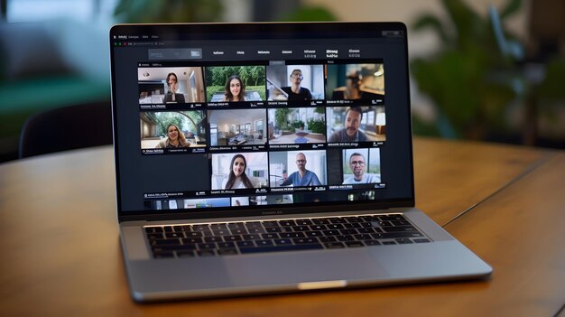 Un groupe diversifié participant à une conférence virtuelle