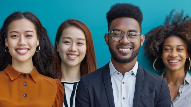 Un groupe diversifié de personnes debout côte à côte dans une formation ressemblant à un cercle