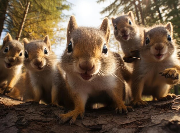 Photo un groupe d'écureuils