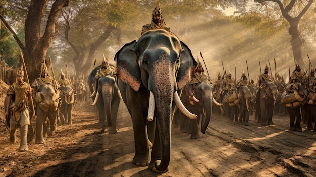 Un groupe d'éléphants marche sur une route avec le mot éléphant sur le devant.