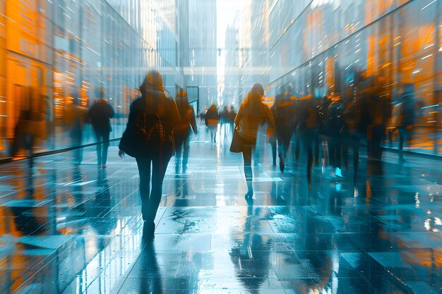 Photo un groupe d'employés d'une entreprise dans un centre de coworking motion blur