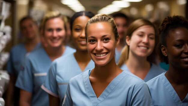 Un groupe d'employés médicaux posant pour un portrait de groupe.