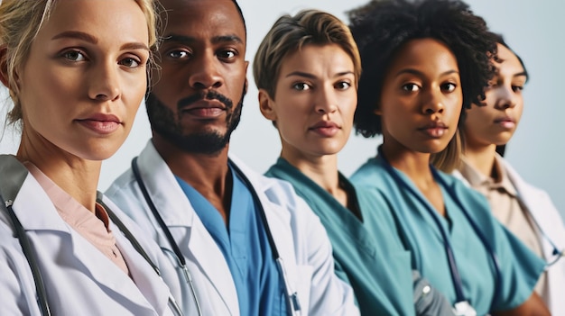 Groupe d'employés médicaux regardant la caméra Portrait de médecins masculins et féminins regardant la camera