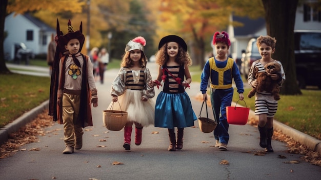 Un groupe d'enfants en costume.