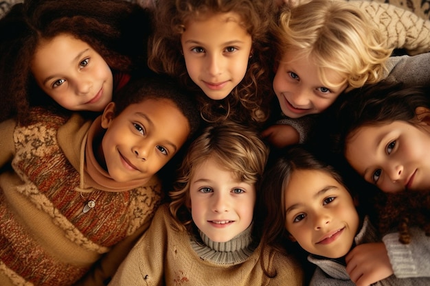 Un groupe d'enfants couchés ensemble