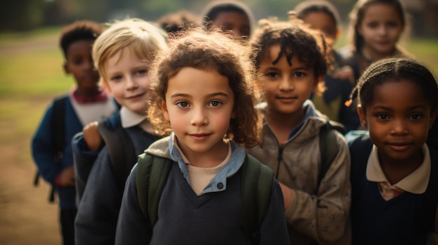 Photo un groupe d'enfants debout l'un à côté de l'autre