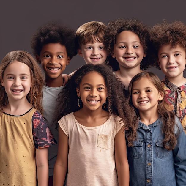 un groupe d'enfants debout les uns à côté des autres