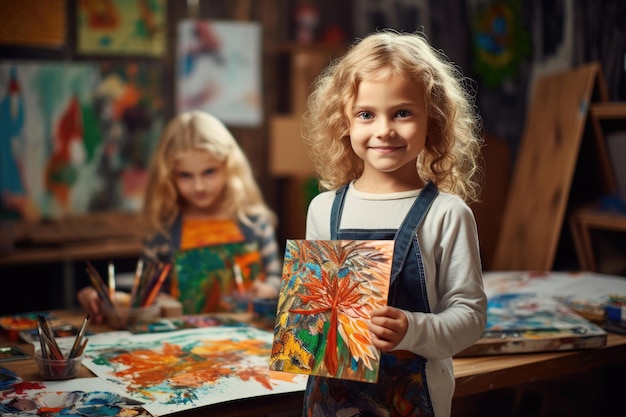 Groupe d'enfants internationaux dans des classes d'art et d'artisanat