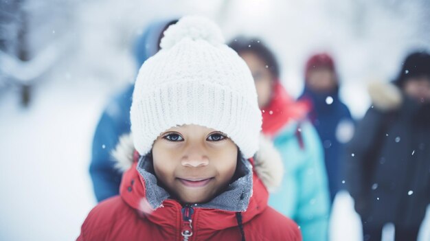 Photo un groupe d'enfants jouant dans la neige