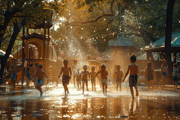 Un groupe d'enfants jouant dans un parc.