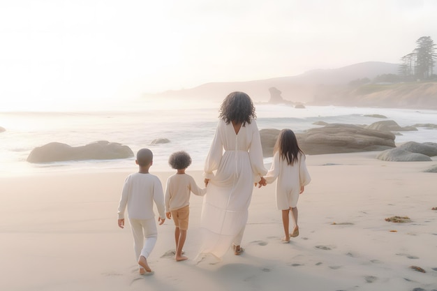 Un groupe d'enfants jouant sur la plage Réseau de neurones généré par l'IA