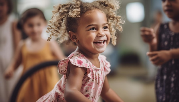 Un groupe d'enfants joyeux jouant à l'extérieur profitant des plaisirs d'été générés par l'IA