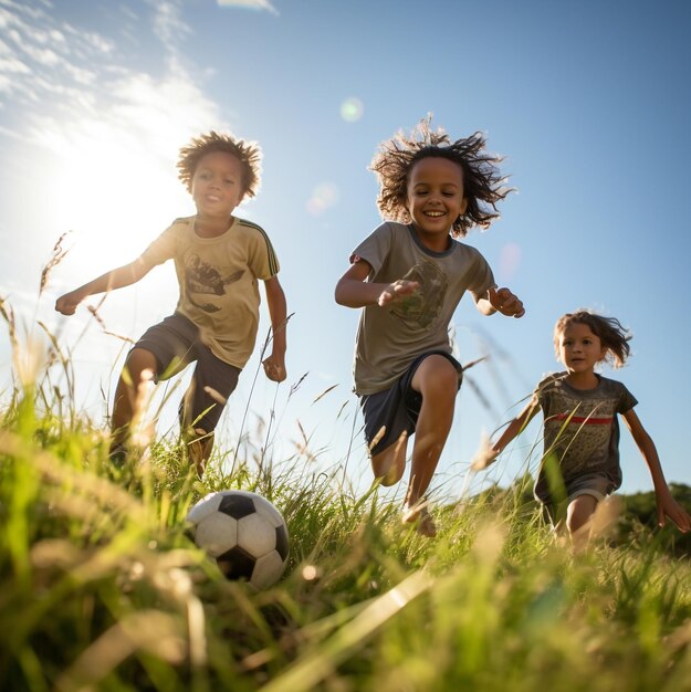 Un groupe d'enfants qui s'amusent dans le parc.