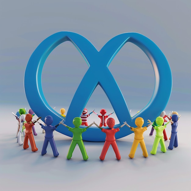 un groupe d'enfants avec un symbole bleu qui dit l'infini