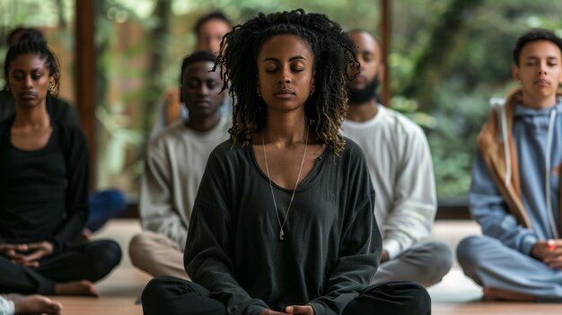 Photo un groupe d'entrepreneurs assistant à une séance de méditation silencieuse pour la clarté