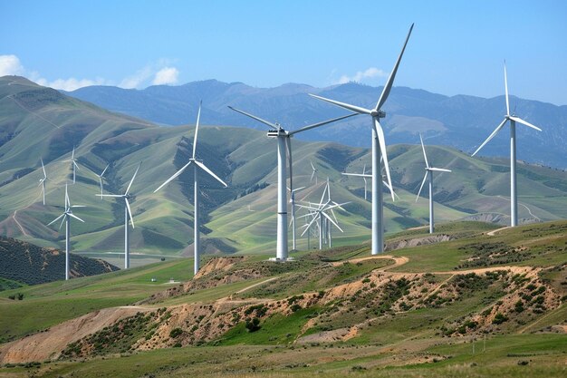 Un groupe d'éoliennes sur fond d'ai génératif