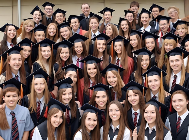 Groupe d'étudiants célébrant leur diplôme