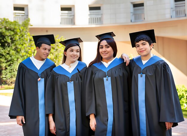 Groupe d'étudiants célébrant leur diplôme