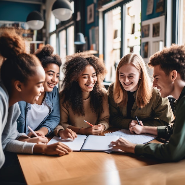 Groupe d'étudiants étudie en groupe en classe