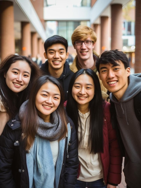 un groupe d'étudiants pose pour une photo.