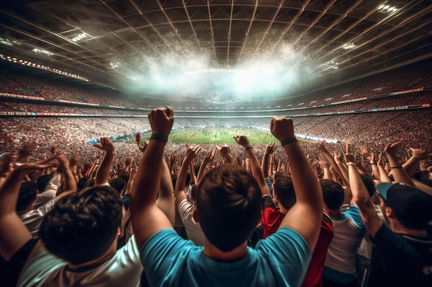 Un groupe de fans applaudit la victoire de leur équipe Generative AI