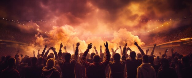 un groupe de fans de football dans un stade