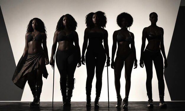 Photo un groupe de femmes afro-américaines posant dans un studio de mode.