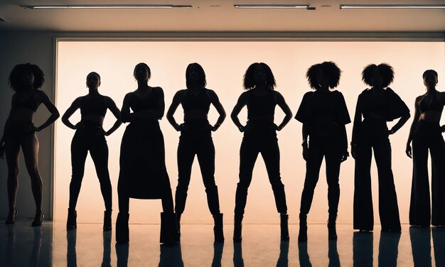 Photo un groupe de femmes afro-américaines posant dans un studio de mode.