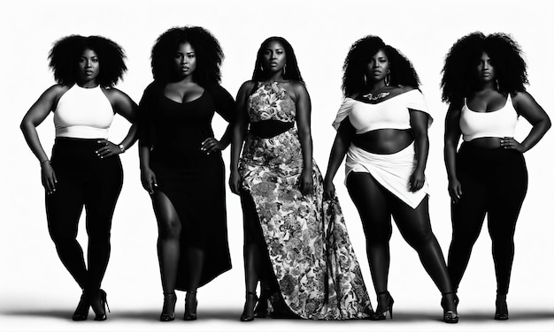 Un groupe de femmes afro-américaines posant dans un studio de mode.