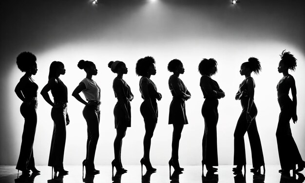 Photo un groupe de femmes afro-américaines posant dans un studio de mode.