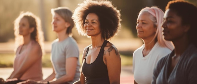 Photo un groupe de femmes assises sur un tapis de yoga