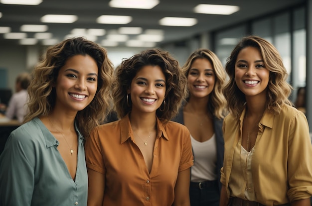 un groupe de femmes autonomisées riant dans un environnement de travail