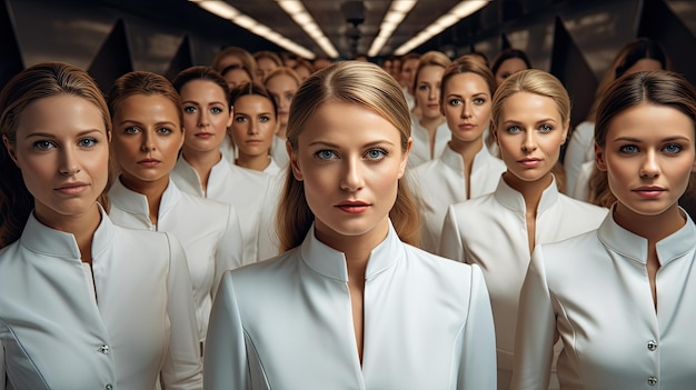 un groupe de femmes en blouse blanche