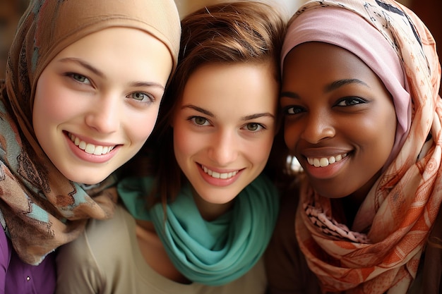 Groupe de femmes de différentes cultures et nationalités Journée internationale de la femme