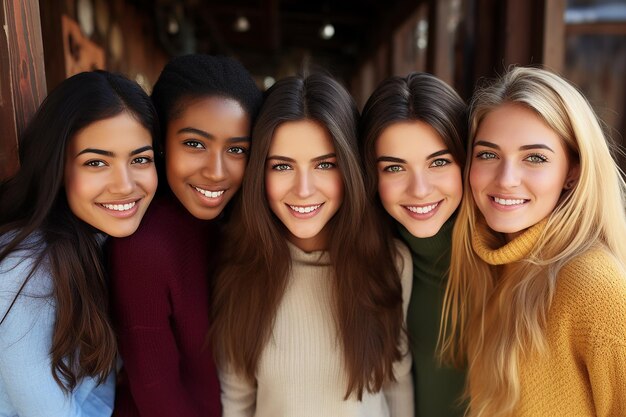 Un groupe de femmes de différentes nationalités relations internationales et amitié