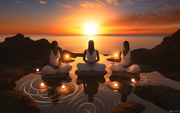 Photo groupe de femmes faisant une séance d'entraînement de postures de yoga