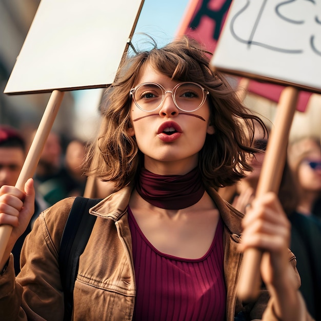 Photo un groupe de femmes féministes proteste pour leurs droits à l'extérieur de la journée internationale de la femme.