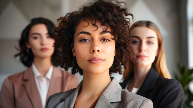 Un groupe de femmes professionnelles en costumes d'affaires debout l'une à côté de l'autre